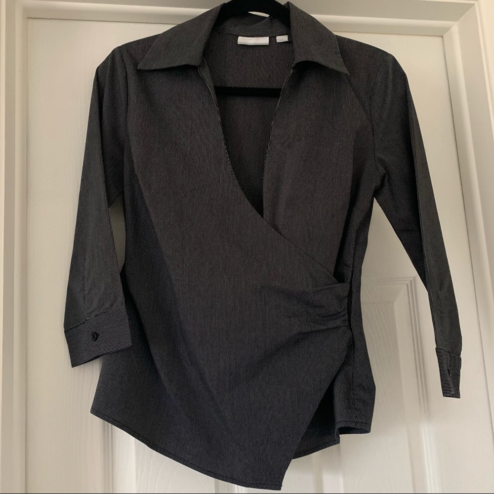 Black and Grey Striped Blouse